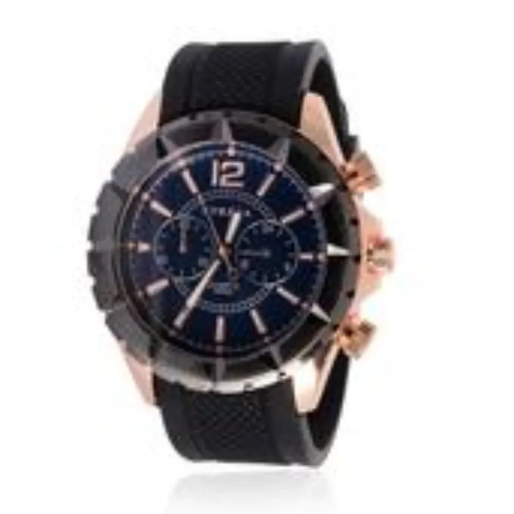 STRADA Watch ION Plated RG Silicone Band Black